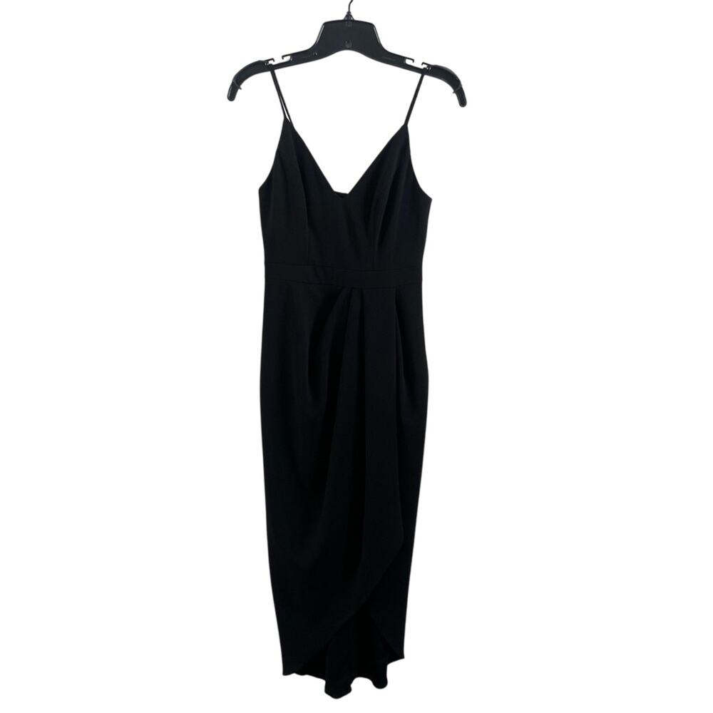 BHLDN Caron Midi Dress Black Size 0 Sleek Formal Cocktail Wedding Guest Chic - Picture 2 of 9